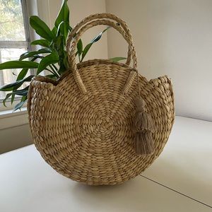 Woven Straw Grass Tote Bag